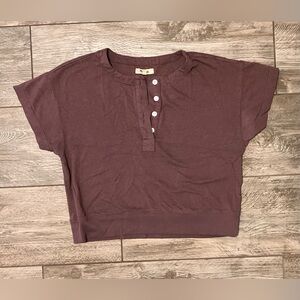 Madewell Button-Up Crop Top in Purple Heather